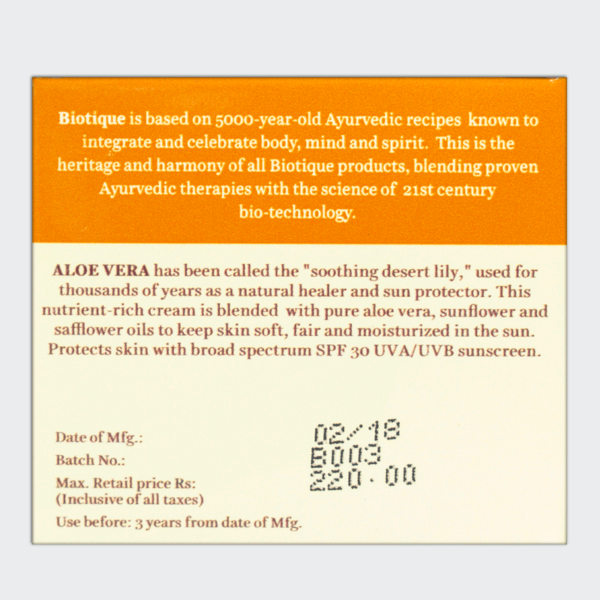 Aloe Vera Spf 30 Cream Biotique AyurCentral Online