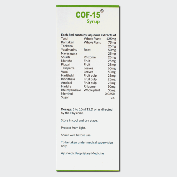 Cof 15 Cough Syrup (100ml) Revinto AyurCentral Online