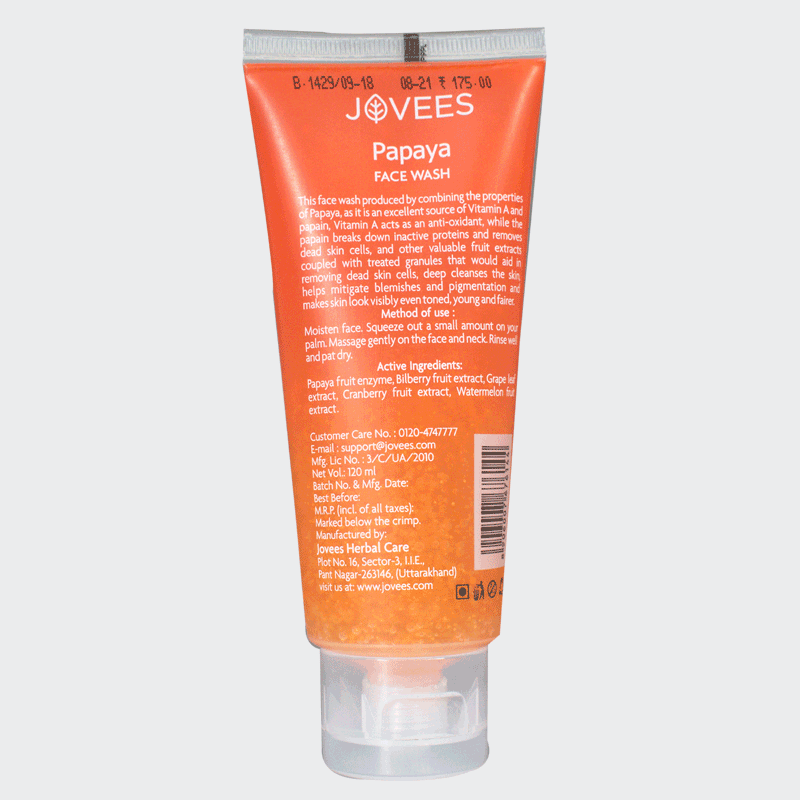 Papaya Face Wash (120ml) Jovees AyurCentral Online