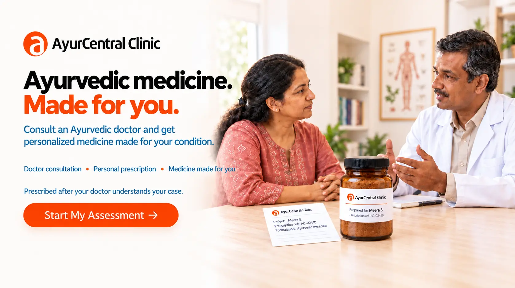 Get medicine made for you.
Consult an Ayurvedic doctor for personalized medicine for your condition at AyurCentral