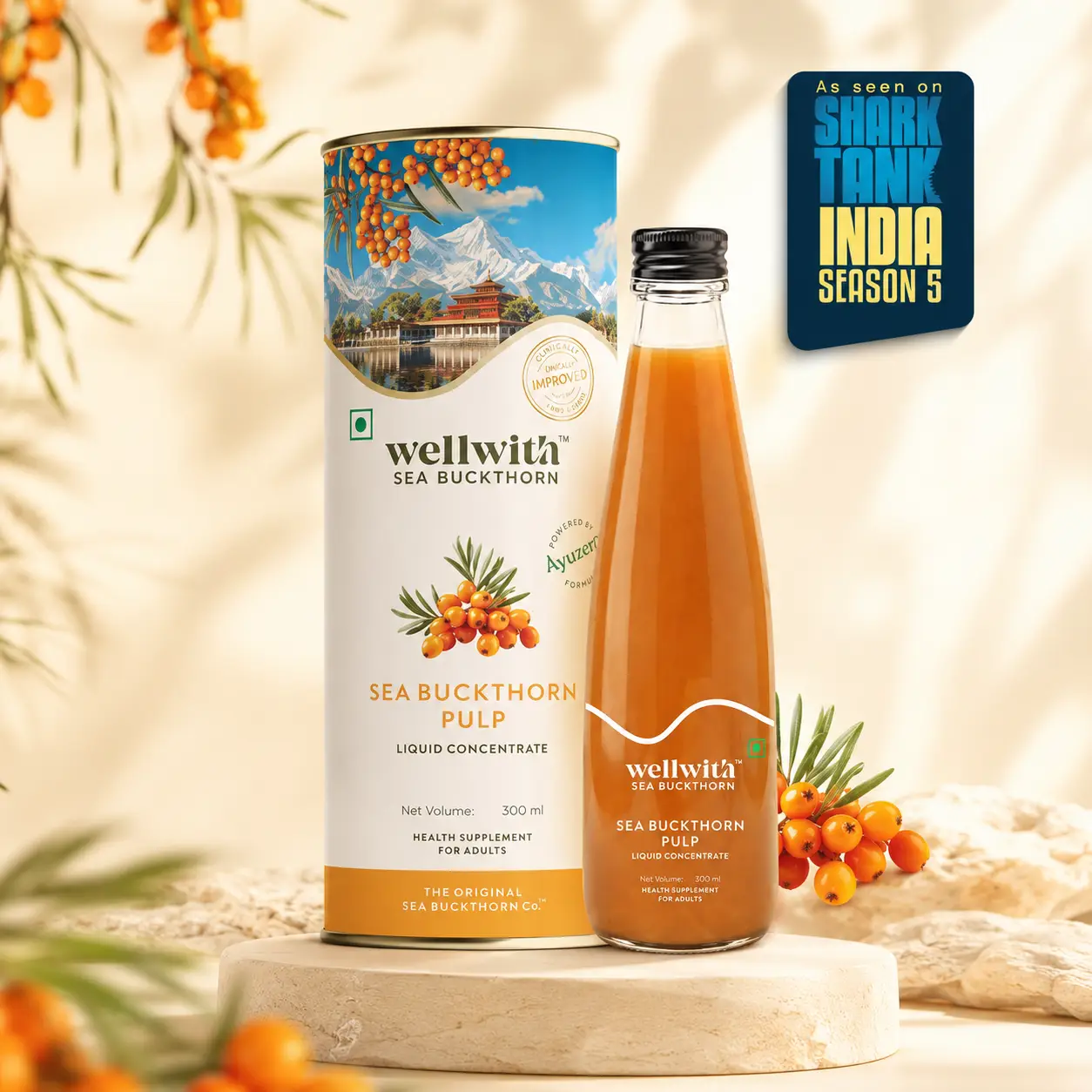 Sea Buckthorn Juice (Pulp) 300ml | For Skin, Immunity & Gut Health – wellwith